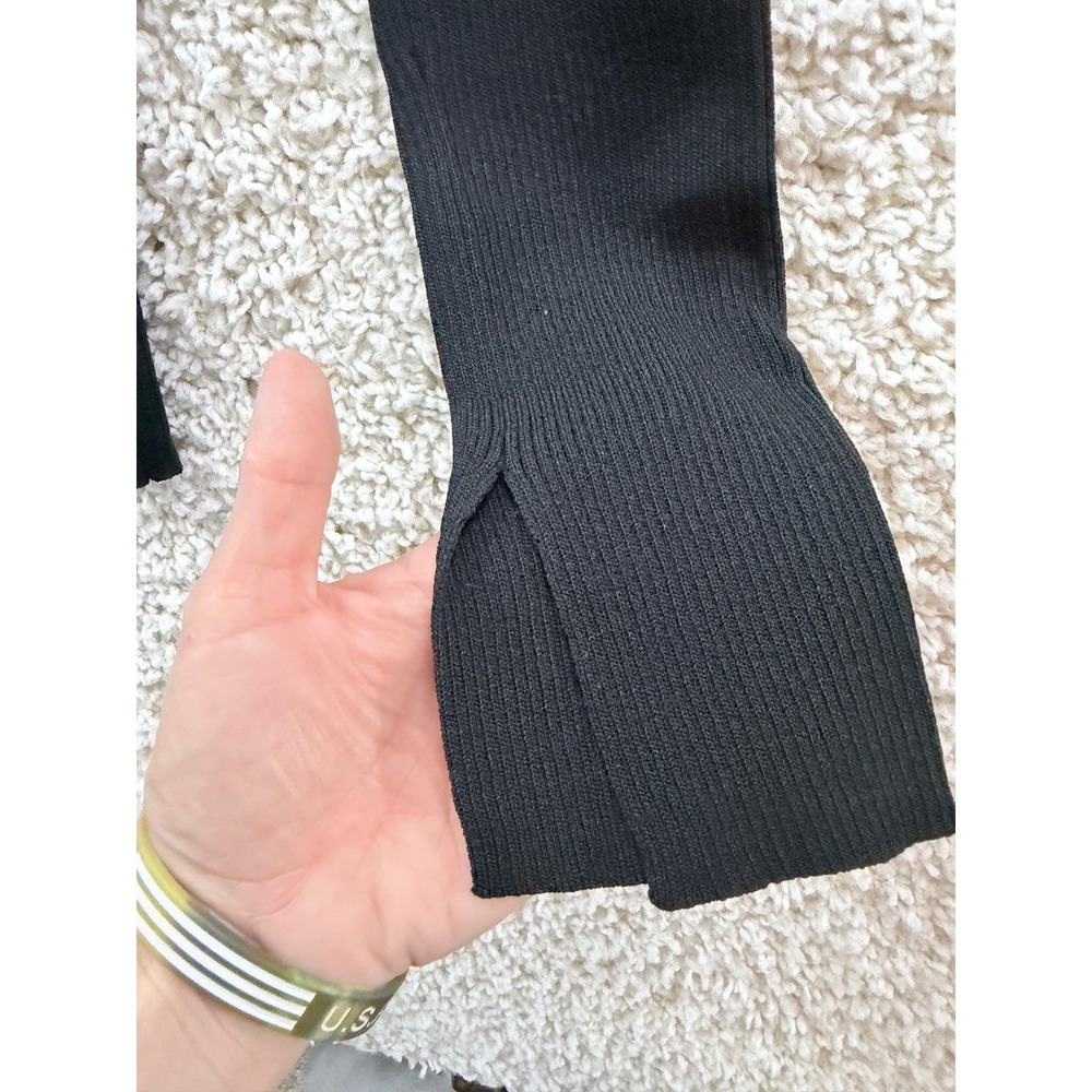 Philomena Petti Turtleneck Women Size M Black Ribbed Split Cuff Sweater - Picture 5 of 9